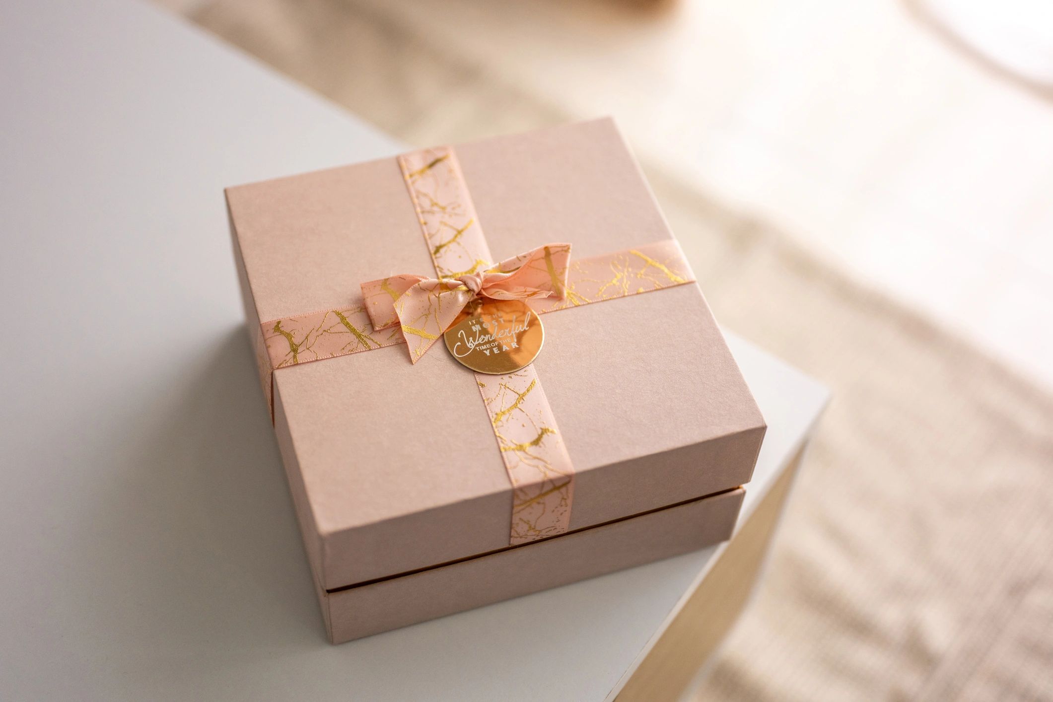 Gift-ready bakery box with ribbon