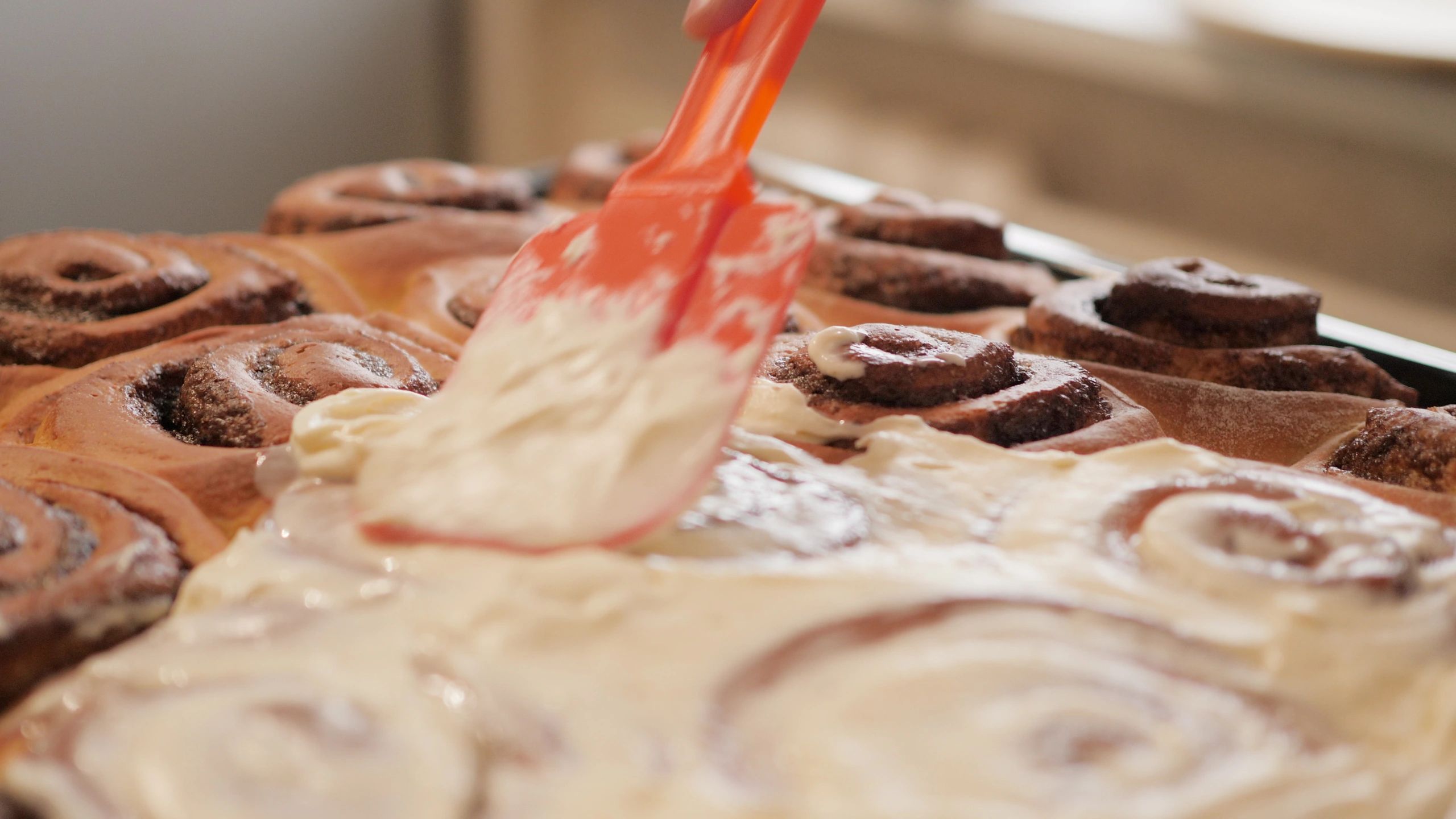 Fresh cinnamon rolls with coffee at Firefly Bakeshop